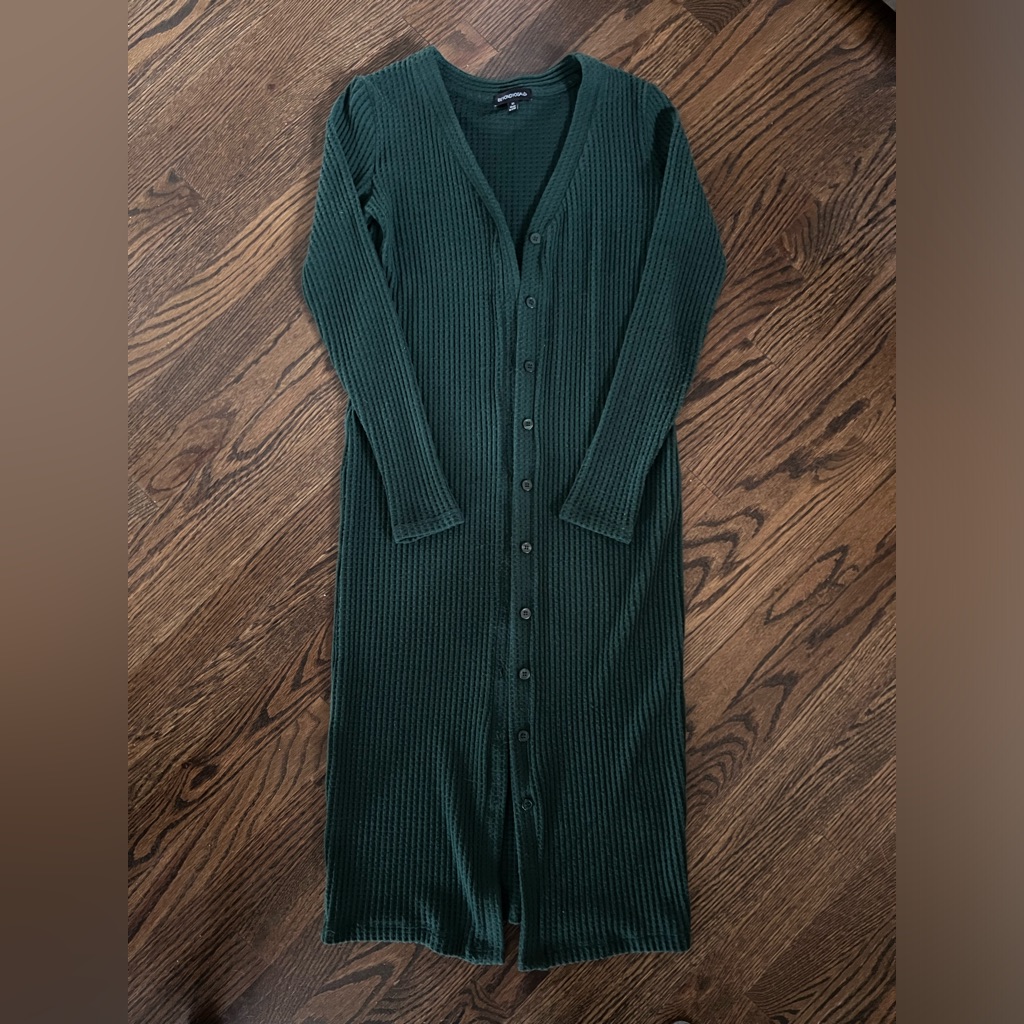 Beyond Yoga - Waffle Knit Duster - Dark Green - Xs